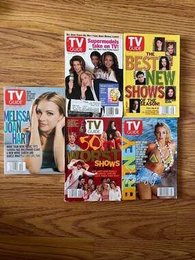 Lot of 5 Vintage TV Guide Magazines 1993-2002 Britney Spears Melissa Joan Hart